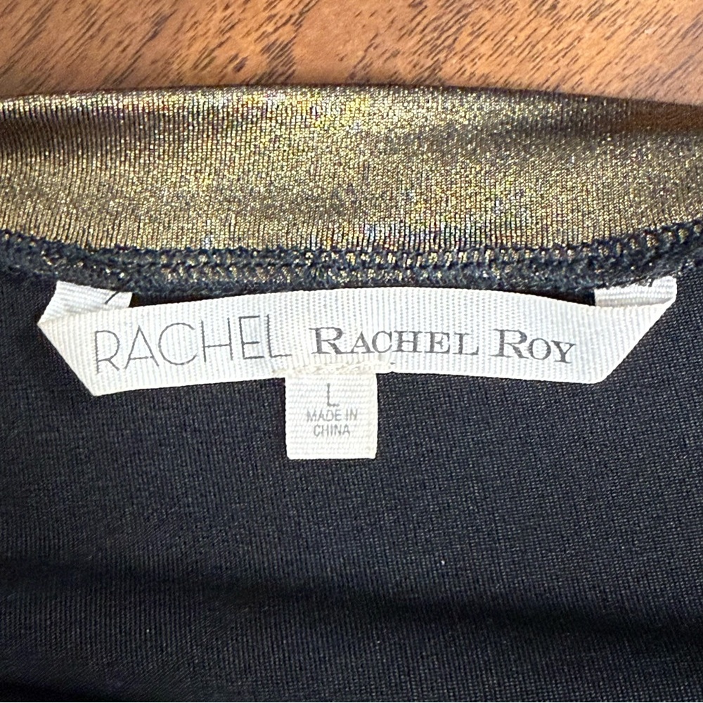 Rachel Roy Gold Metallic Blouse Large Dolman Sleeve Glam Top - Picture 6 of 8